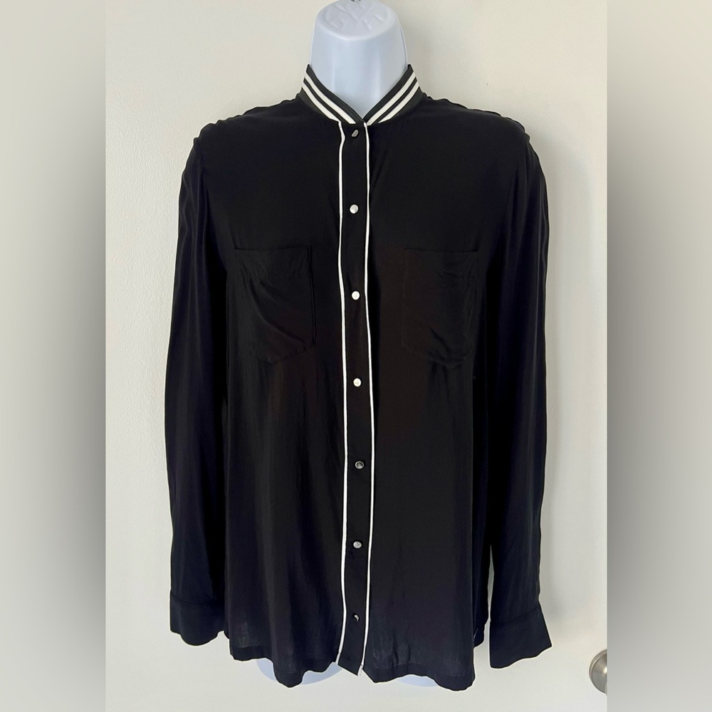 Diesel Black Button-Up Shirt with White Trim